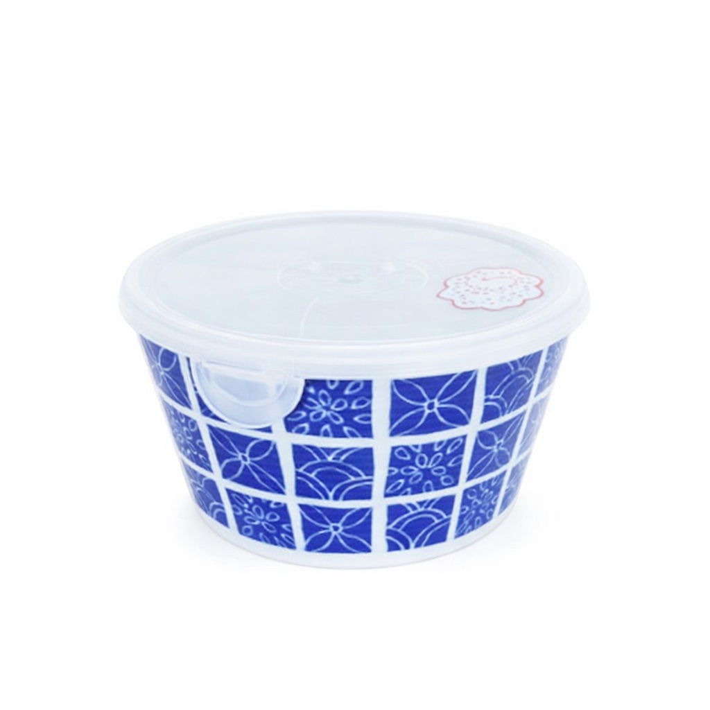 Bol japonais en céramique de couleur bleue avec couvercle assorti