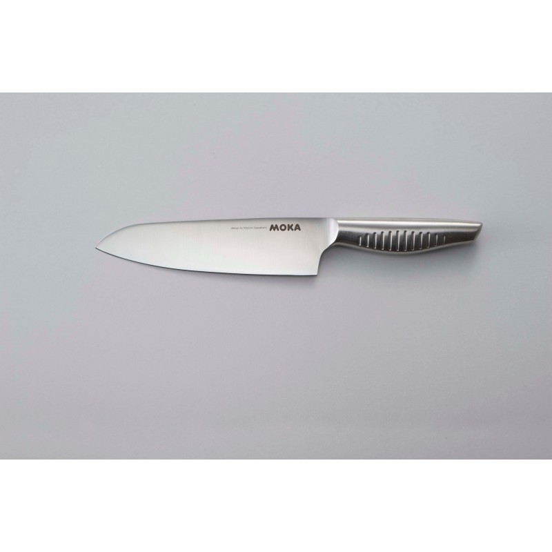 Couteau japonais Santoku entièrement en acier inoxydable, lame et manche intégrés