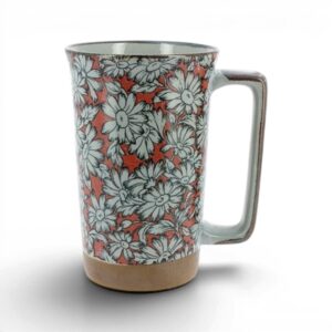 Mug japonais grandes fleurs rouge