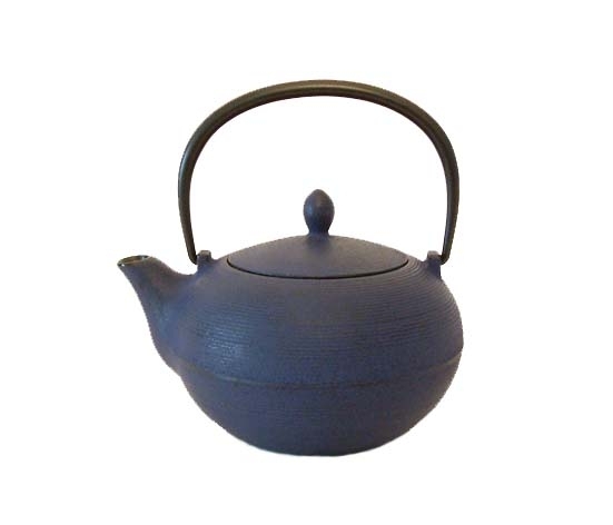 Théière japonaise en fonte Itome de 0,75 L, couleur bleu foncé, motif tissé traditionnel