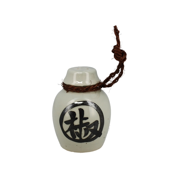 Poivrier japonais en céramique décoré de motifs Kanji, comme dans les restaurants japonais