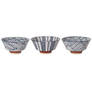 Set de 3 bols à riz lignes et vagues