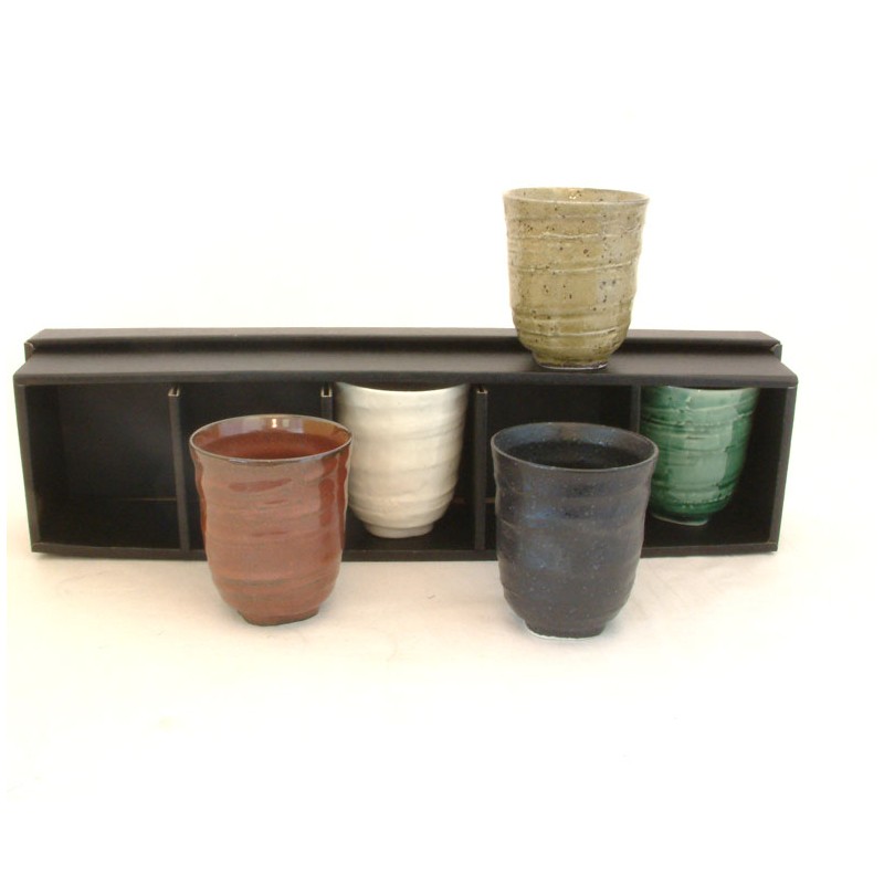 Set de 5 petits mazagrans japonais en céramique, motifs variés