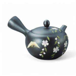 Théière Tokoname Noire fleurs de cerisier