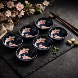 Set de 6 coupelles carpes Koi