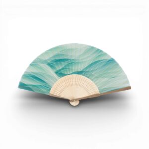 Eventail japonais vagues vertes