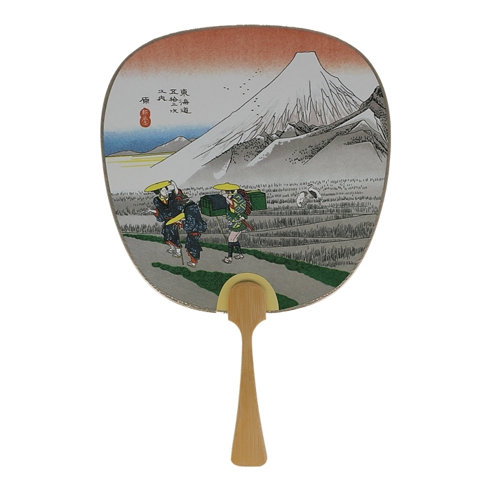 Éventail japonais Uchiwa en bambou et papier décoré du Mont Fuji