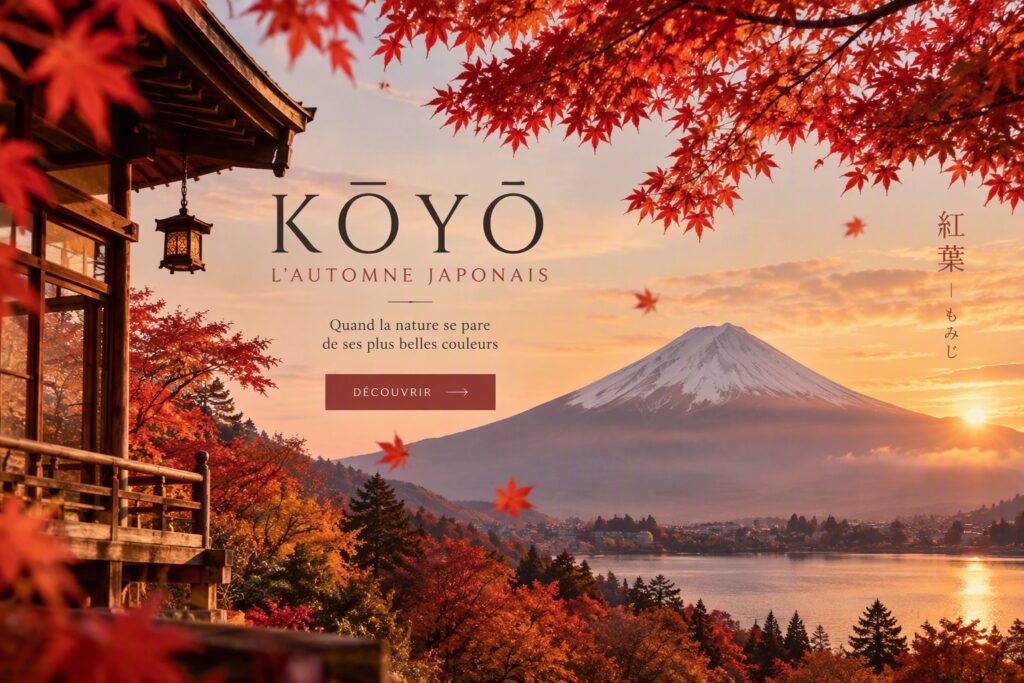 Paysage de Kooyo au Japon avec érables rouges momiji aux couleurs flamboyantes de l'automne japonais