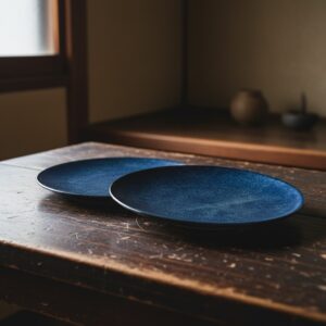 Set de 2 grandes assiettes bleu nuit