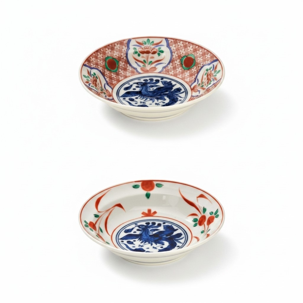 Set de 2 plats japonais rouge et blanc présenté ensemble pour l’art de la table japonais
