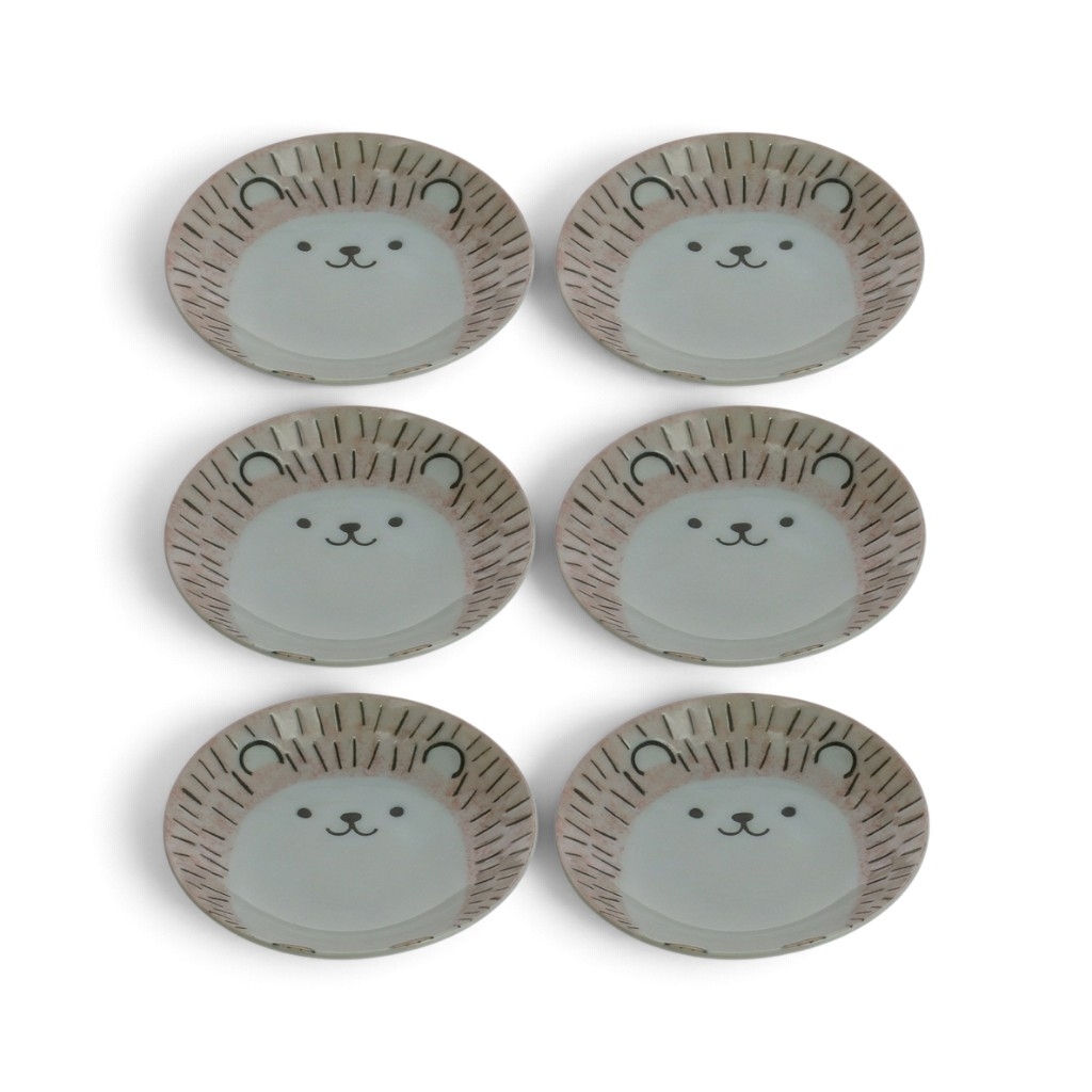 Set de 6 coupelles japonaises hérissons en porcelaine kawaii pour sauces et accompagnements